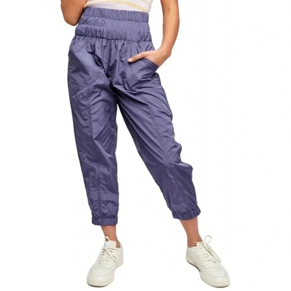 FREE PEOPLE Hip Hop MED Hi Waist The Way Home Nylon Parachute Jogger DEEP SEA